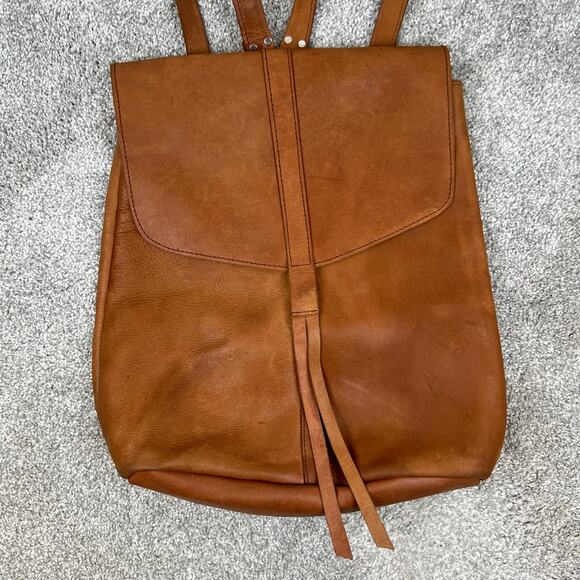 Raven + Lily Handcrafted Soft Natural Leather Brown Tan Backpack - Picture 10 of 13